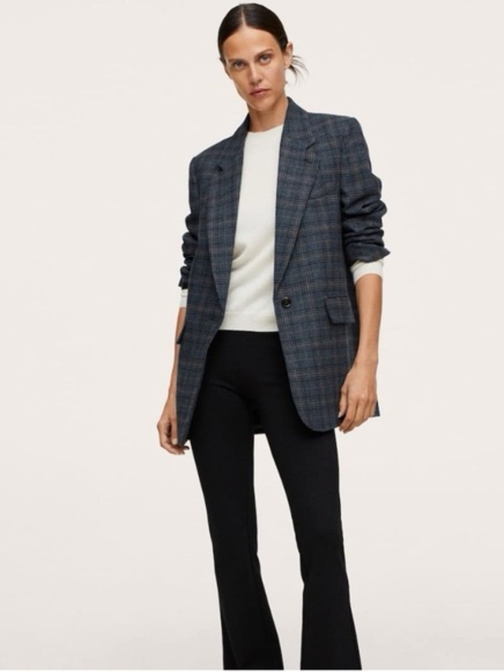 Mango MNG Navy Structured Textured Blazer Woman’s Size XSmall